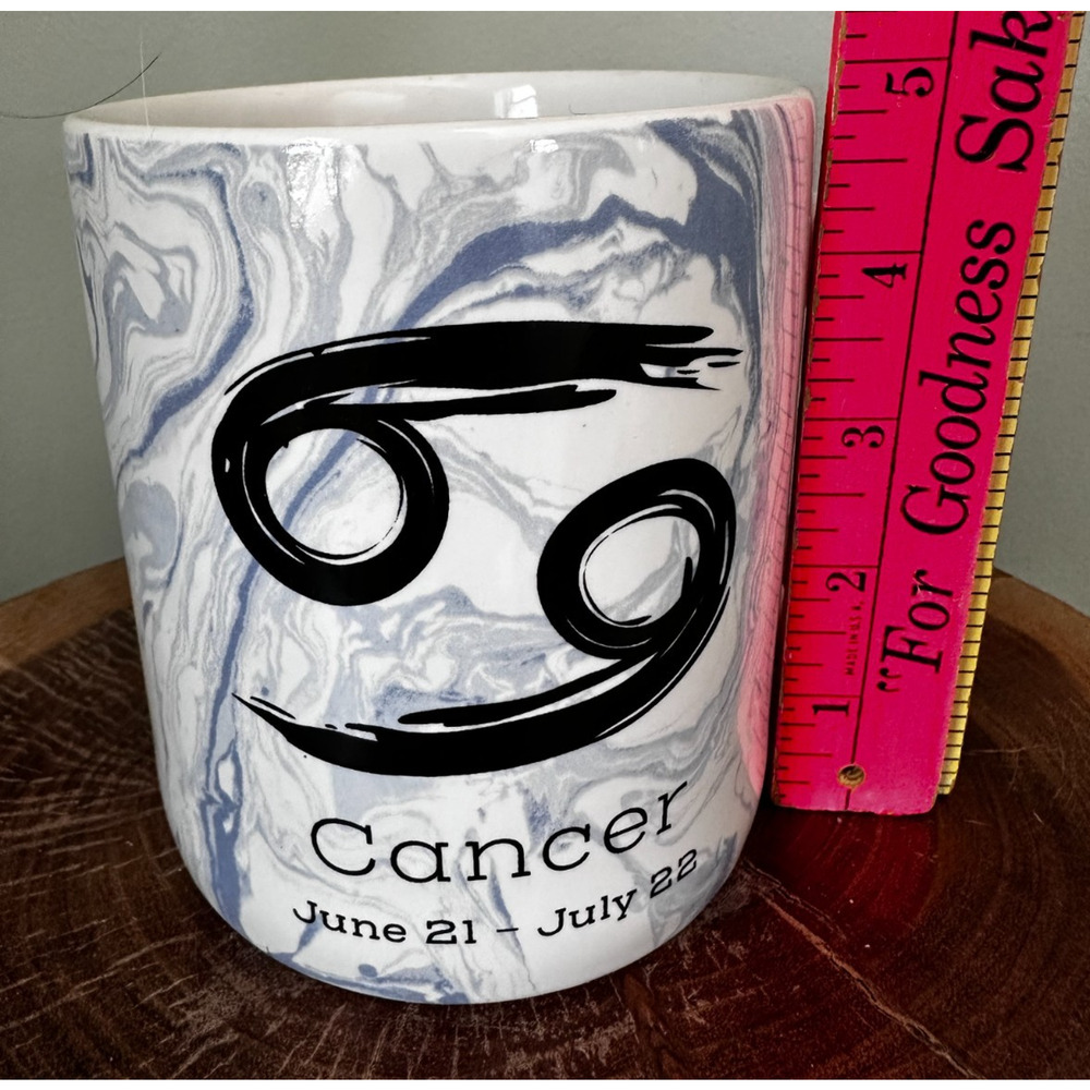 Cancer Zodiac Sign Mug Oversized Blue Marbled Coffee Birthday Astrology Traits - Picture 7 of 8